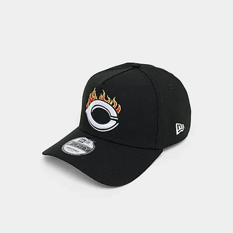 New Era Cincinnati Reds MLB Flames 9FORTY A-Frame Snapback Hat in Black/White
