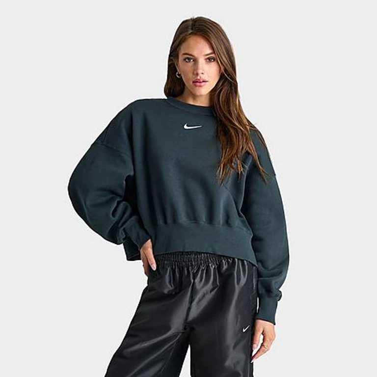 Nike Women's Sportswear Phoenix Fleece Oversized Crewneck Sweatshirt in Seaweed/Sail Size: XS