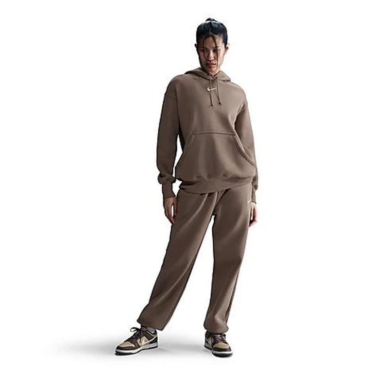 Nike Women's Sportswear Phoenix Fleece Oversized Pullover Hoodie in Mink Brown/Sail Size: XXS