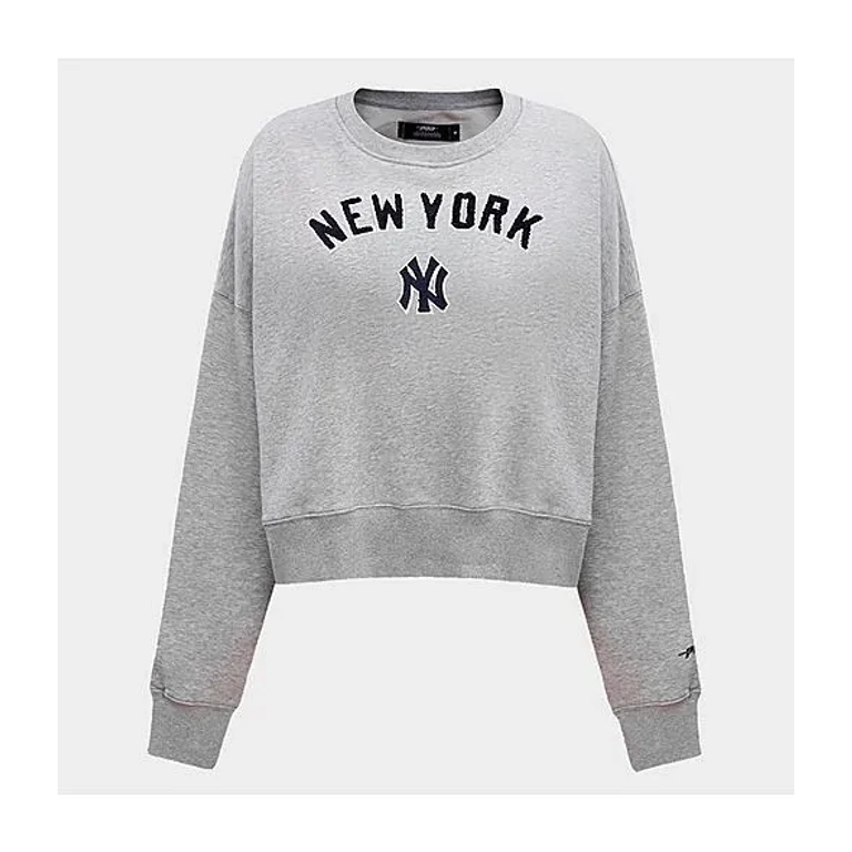 Pro Standard Women's New York Yankees MLB Classic Fleece Crewneck Sweatshirt in Heather Grey Size: XS