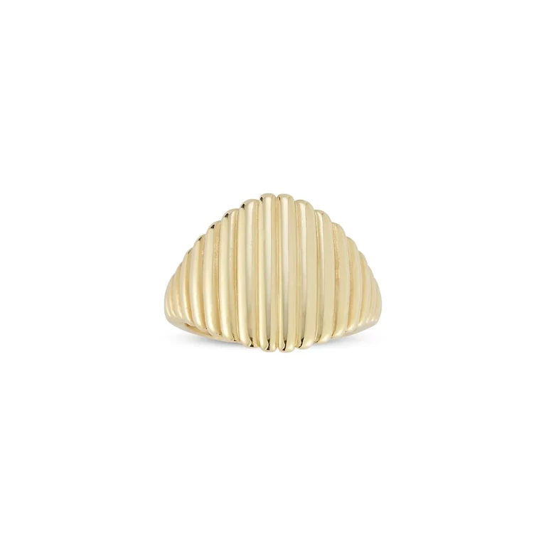 14K Yellow Gold Ridged Statement Ring