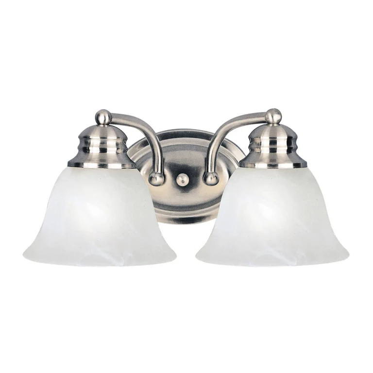Satin Nickel Two Light Bath Vanity from the Malaga Collection