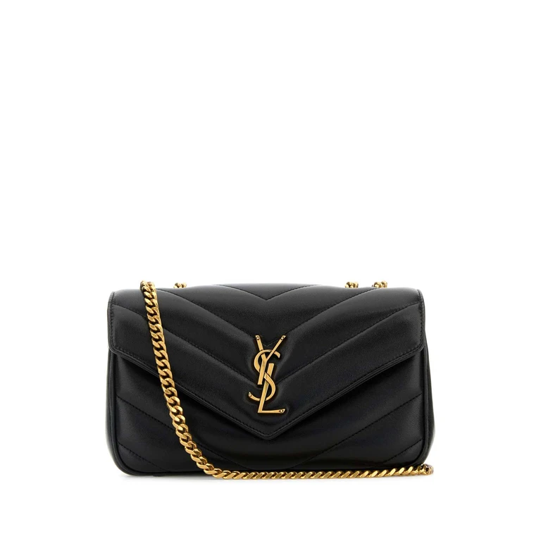 Saint Laurent Black Leather Small Loulou Shoulder Bag Nero Borse A Tracolla - Women