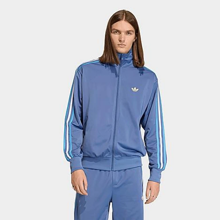 adidas Men's Originals adicolor Sport Firebird Track Jacket in Crew Blue/Light Blue/White Size: Small