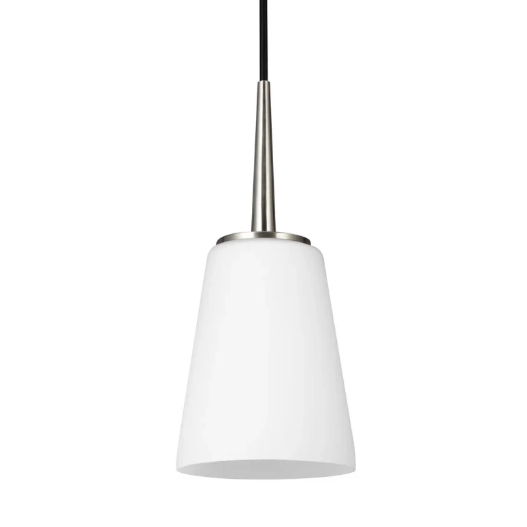 Brushed Nickel One Light Mini-Pendant from the Driscoll Collection
