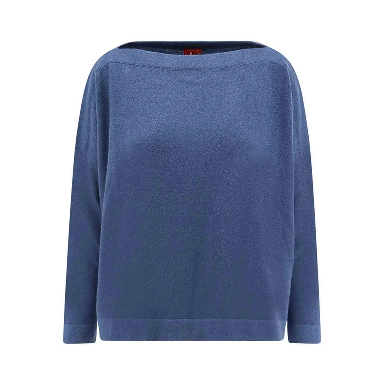 F cashmere Pull Col Rond - Bleu