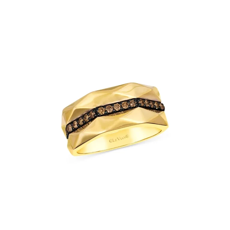 Men's Brown Diamond Band Ring in 14K Yellow Gold, 0.35 tcw