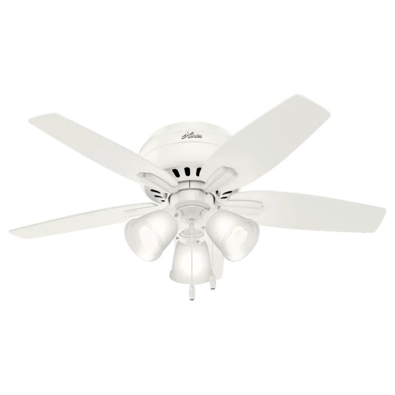 Hunter Newsome Low Profile 3-Light 42" Indoor Ceiling Fan in Fresh White