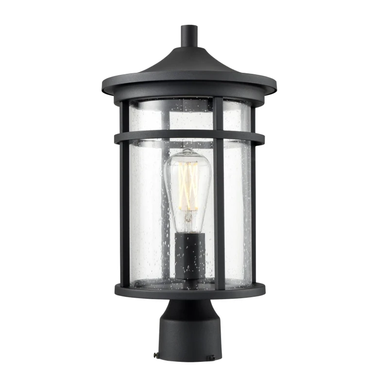 Textured Black One Light Outdoor Post Lantern from the Namath Collection