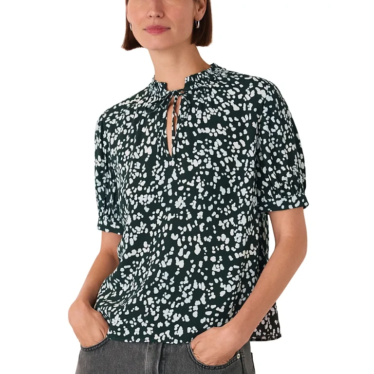 Whistles Animal Tie Neck Blouse