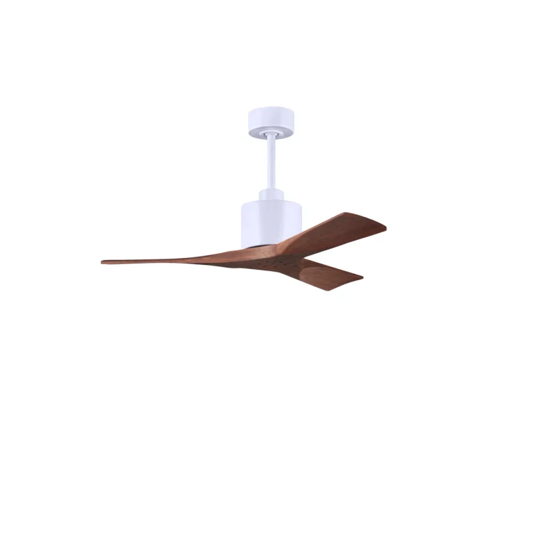 Nan 6-Speed DC 42 Ceiling Fan in Matte White with Walnut blades