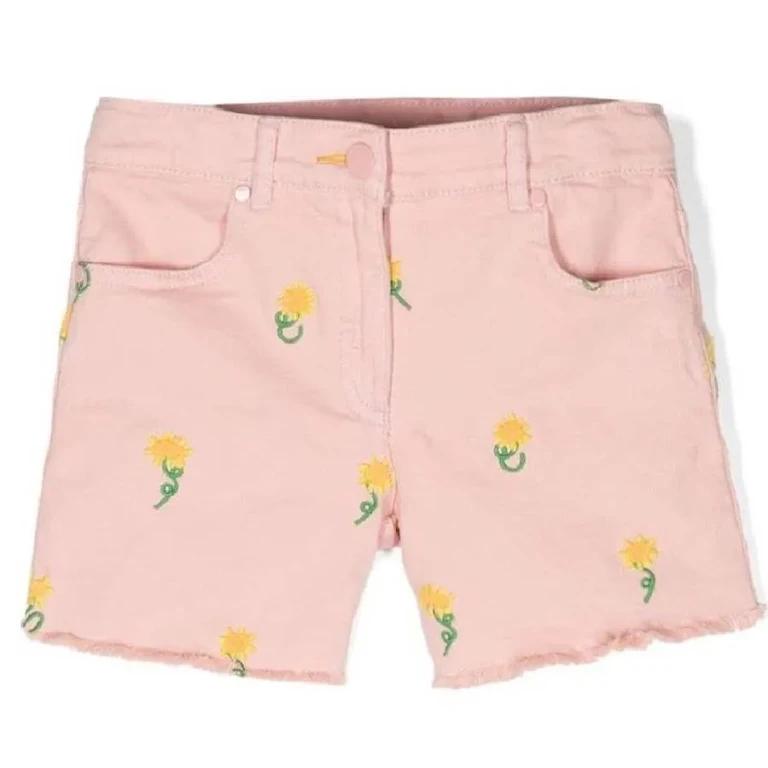 Stella McCartney Girls Denim Shorts With Floral Embroidery