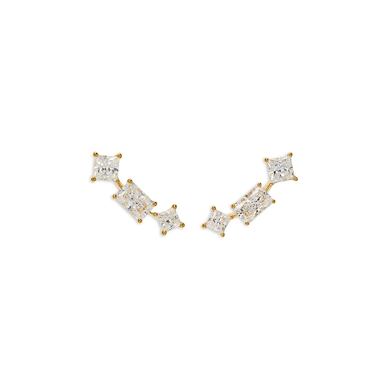 Nadri Rare Jewels Cubic Zirconia Climber Earrings in 18K Gold Plated