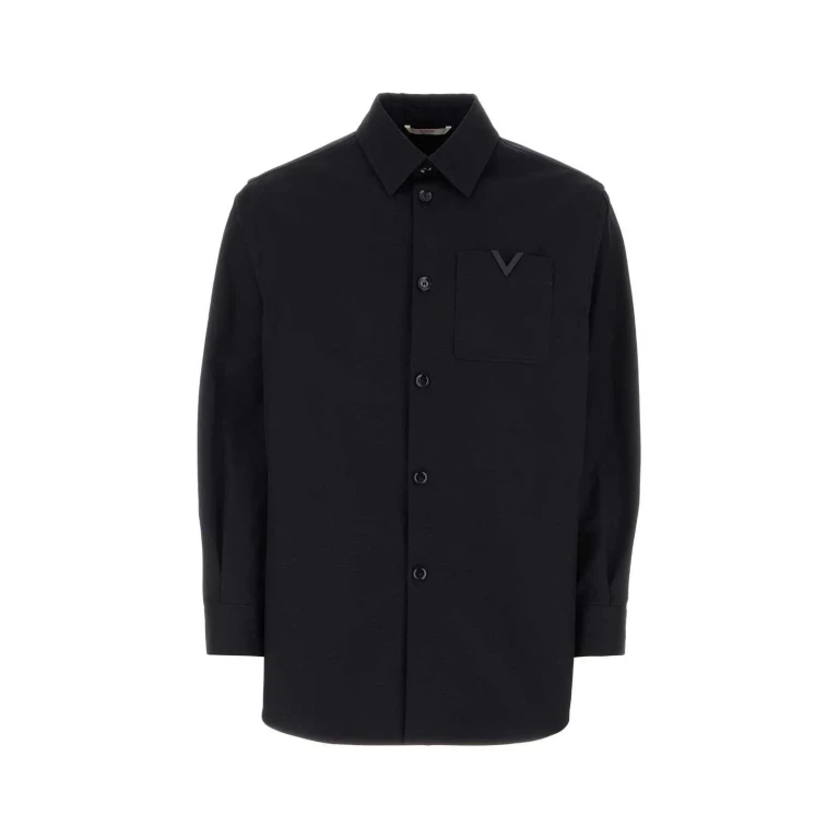 Camisa Valentino Garavani em algodão elástico azul meia-noite