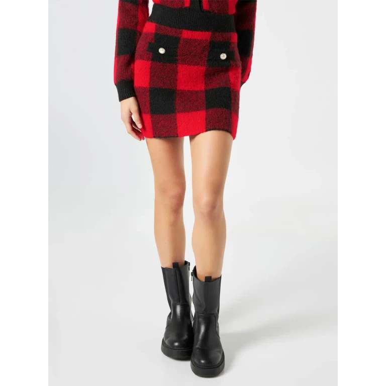 MC2 Saint Barth Chatel Red Tartan Knit Skirt