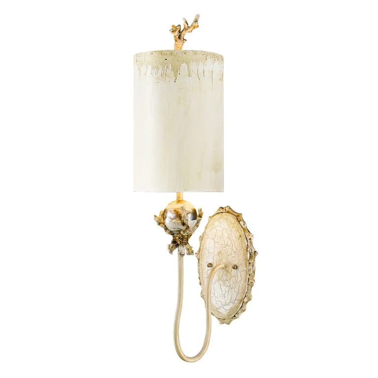 Putty Patina and Silver Leaf One Light Wall Sconce from the Trellis Collection