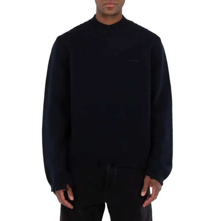 Ambush Navy Felted Knit Distressed Jumper