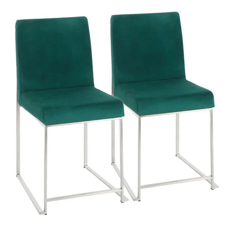 Fuji Green and Silver Dining Chairs, Set of 2