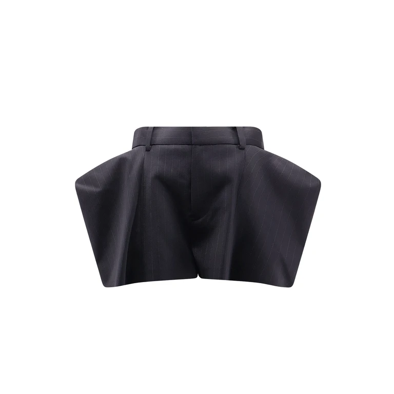 Sacai Shorts Black Poliestere Lana - Women