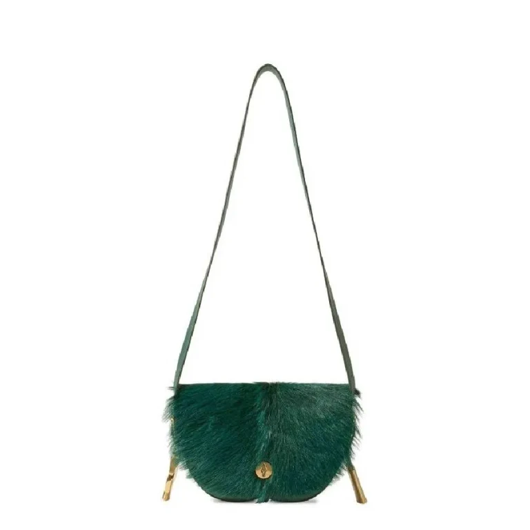 Burberry Chess Satchel Goat-Fur Crossbody Bag