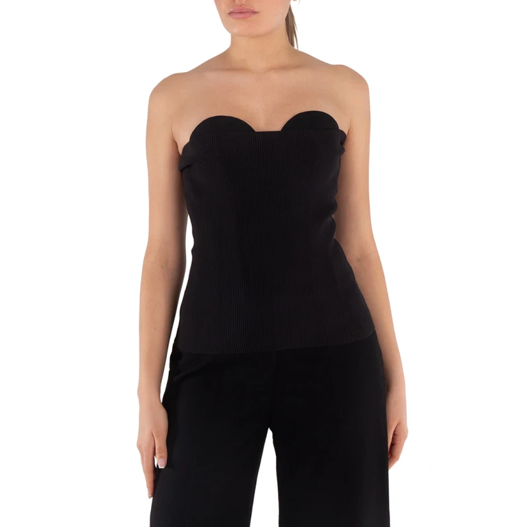 Burberry Ladies Ribbed Silk-Blend Corset Top