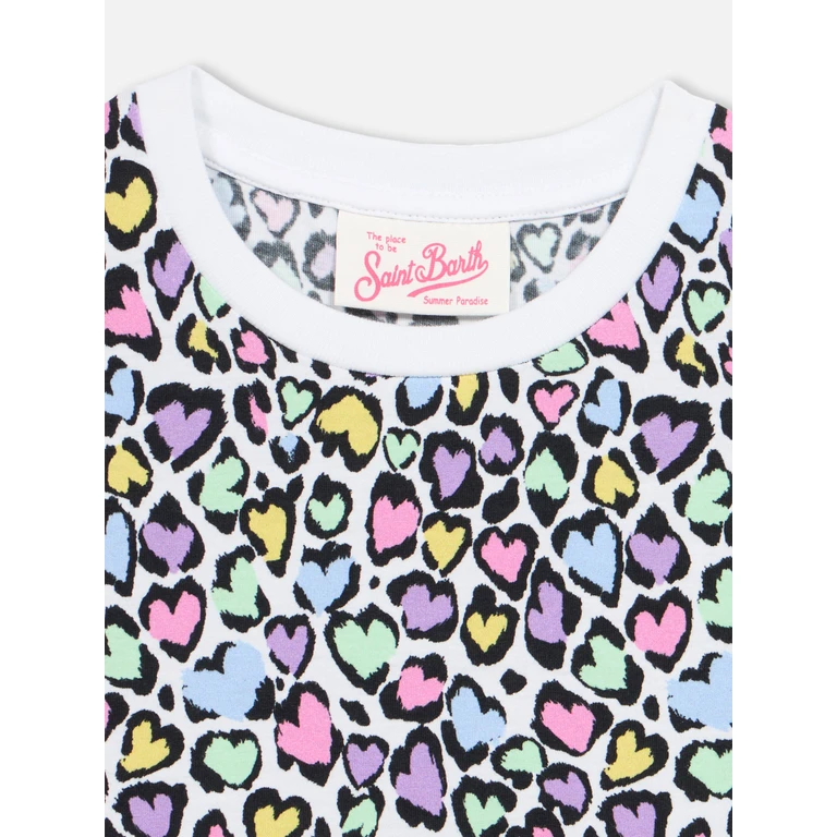 Mc2 Saint Barth Girl Abbey Dress With Fringes And Animalier Print