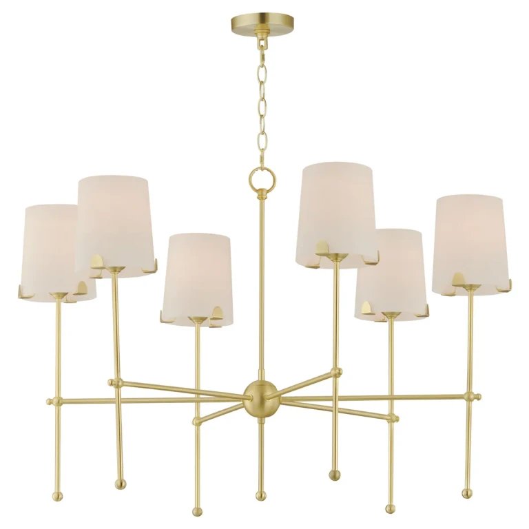 Satin Brass Six Light Chandelier from the Huntington Collection