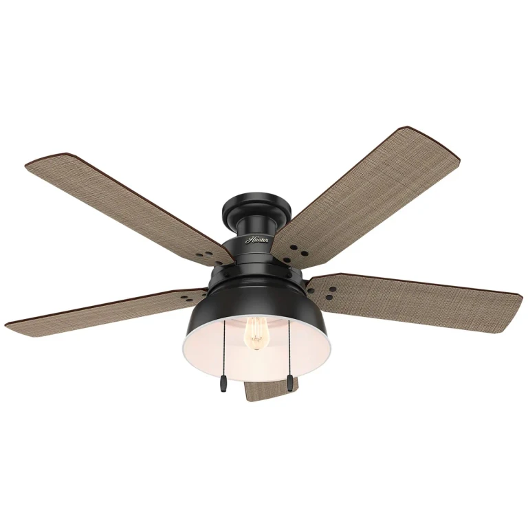 Hunter Mill Valley 52" Indoor/Outdoor Flush Mount Ceiling Fan in Matte Black