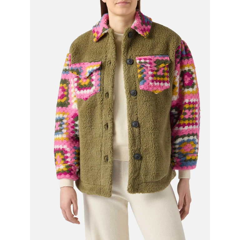MC2 Saint Barth Woman Sherpa Overshirt With Crochet Details