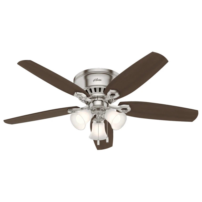 Hunter Builder 3-Light 52" Indoor Flush Mount Ceiling Fan in Brushed Nickel