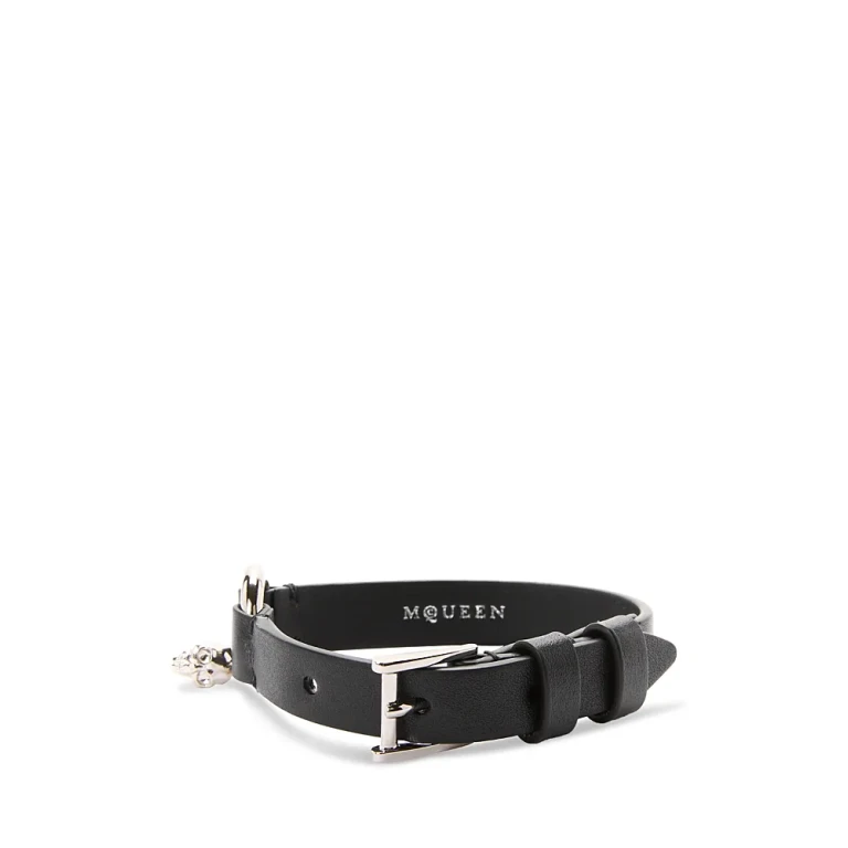 McQueen Skull Ring Leather Bracelet