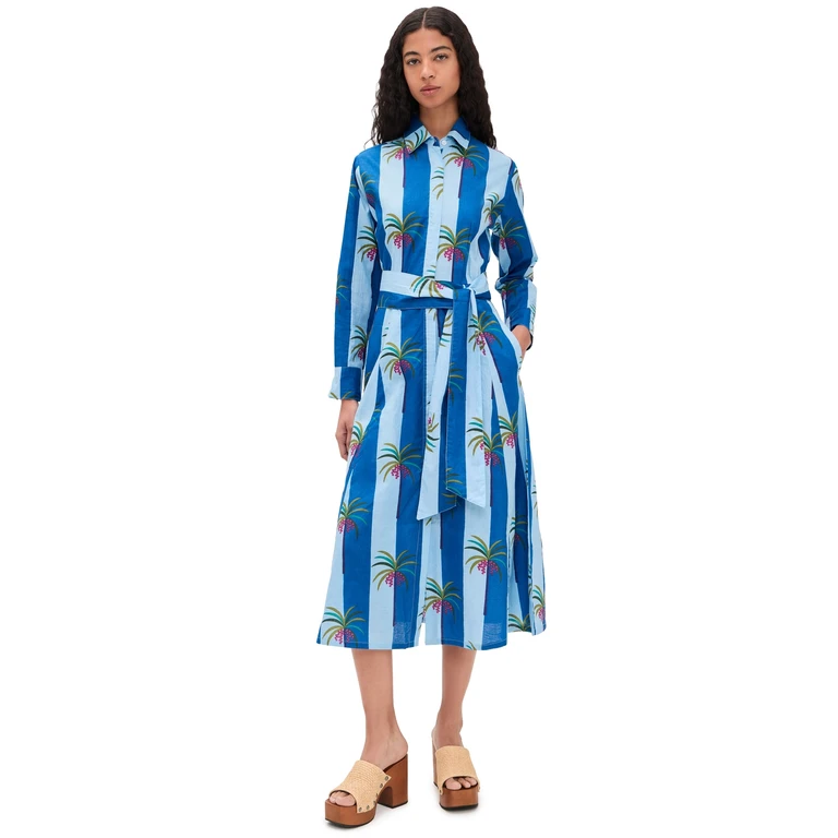 Guadalupe Design Luciana Palm Dress Blue L