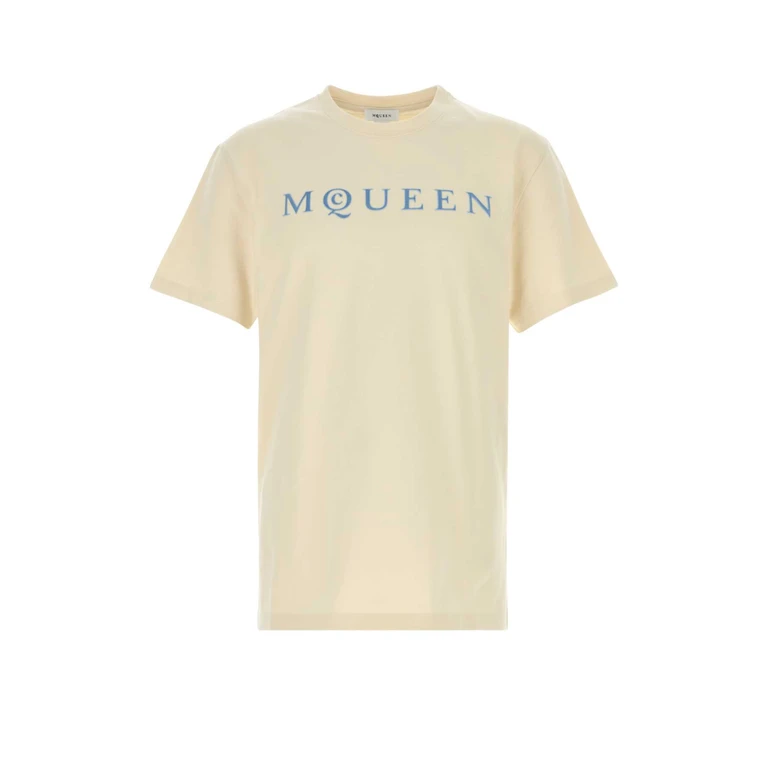 Alexander McQueen Cream Cotton T-Shirt Gessoiceblue Tcottonrcotton - Men