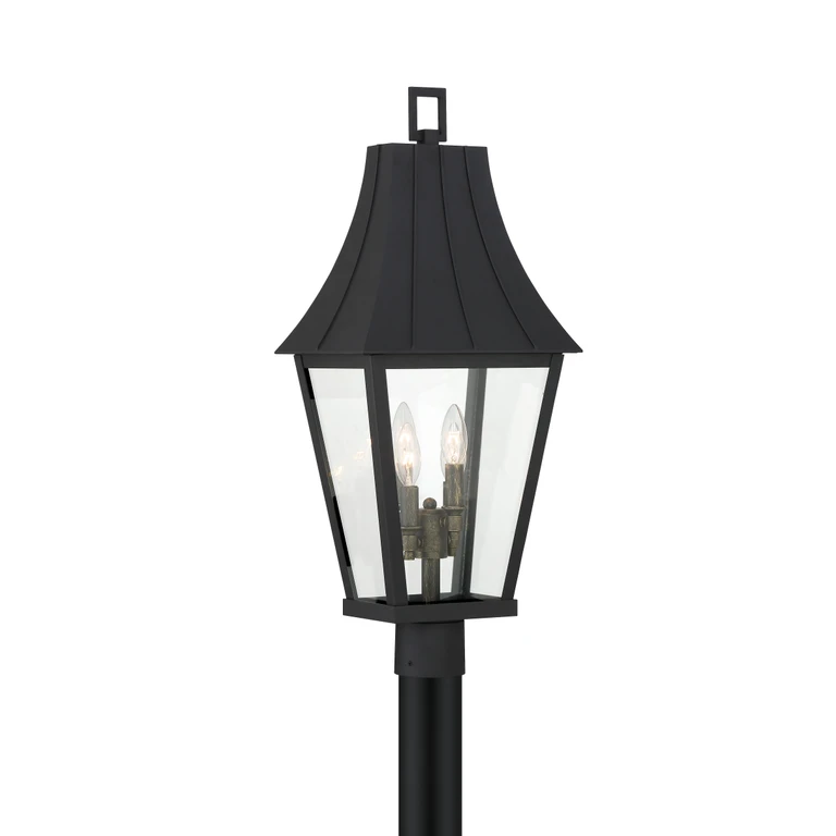 Chateau Grande 4-Light Outdoor Post Light in Coal With Gold