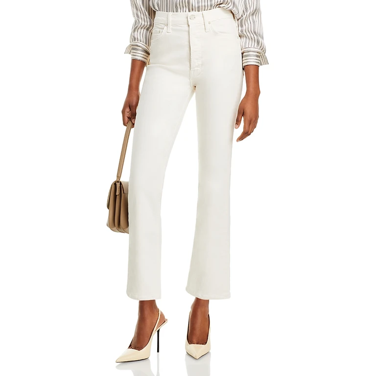 Mother The Tripper High Rise Ankle Jeans in Cream Puff