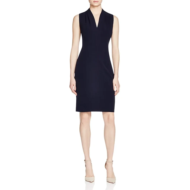T Tahari Tonya Pleated Sleeveless V Neck Sheath Dress - Exclusive