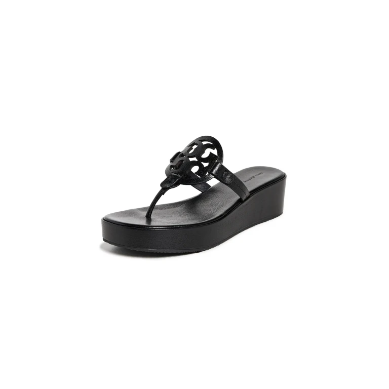 Sandalias de cuña Tory Burch Miller 25mm Negro