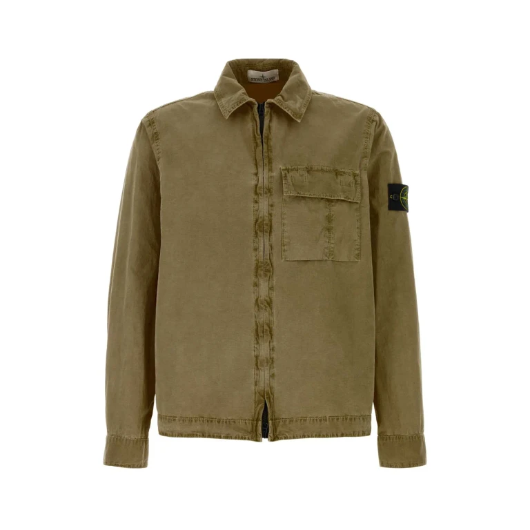 Stone Island Olive Green Cotton Shirt