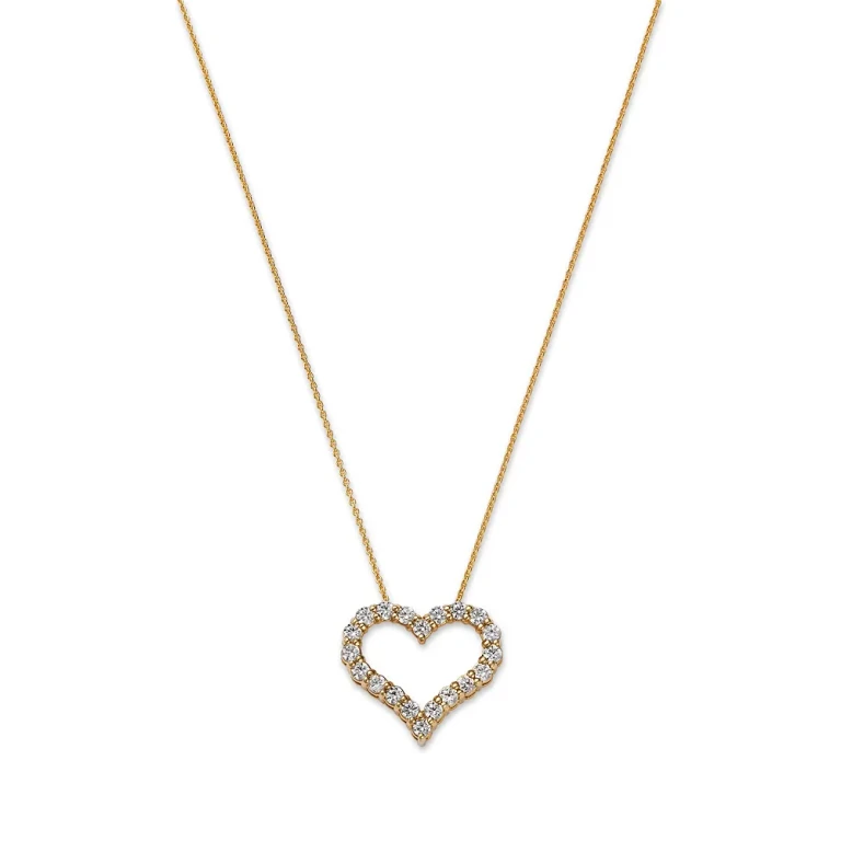 Diamond Open Heart Pendant Necklace in 14K Yellow Gold, 0.50 tcw