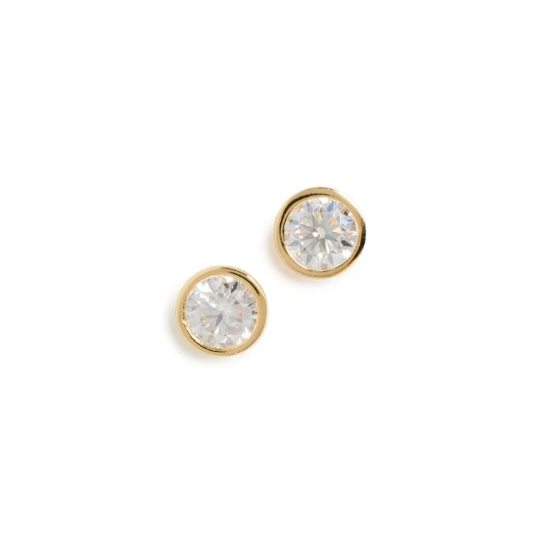 SHASHI Bezel Stud Earrings 5mm Gold One Size