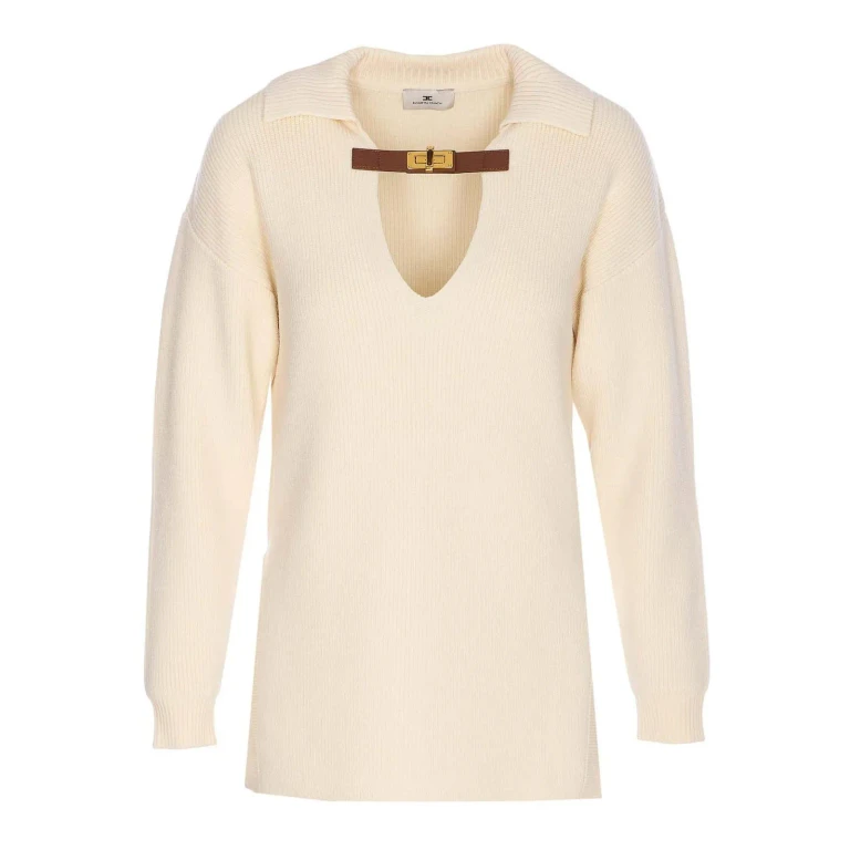 Elisabetta Franchi Pull Col Rond - Blanc