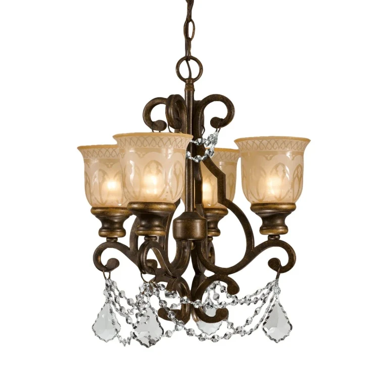 Norwalk 4-Light 21" Mini Chandelier in Bronze Umber with Clear Hand Cut Crystals