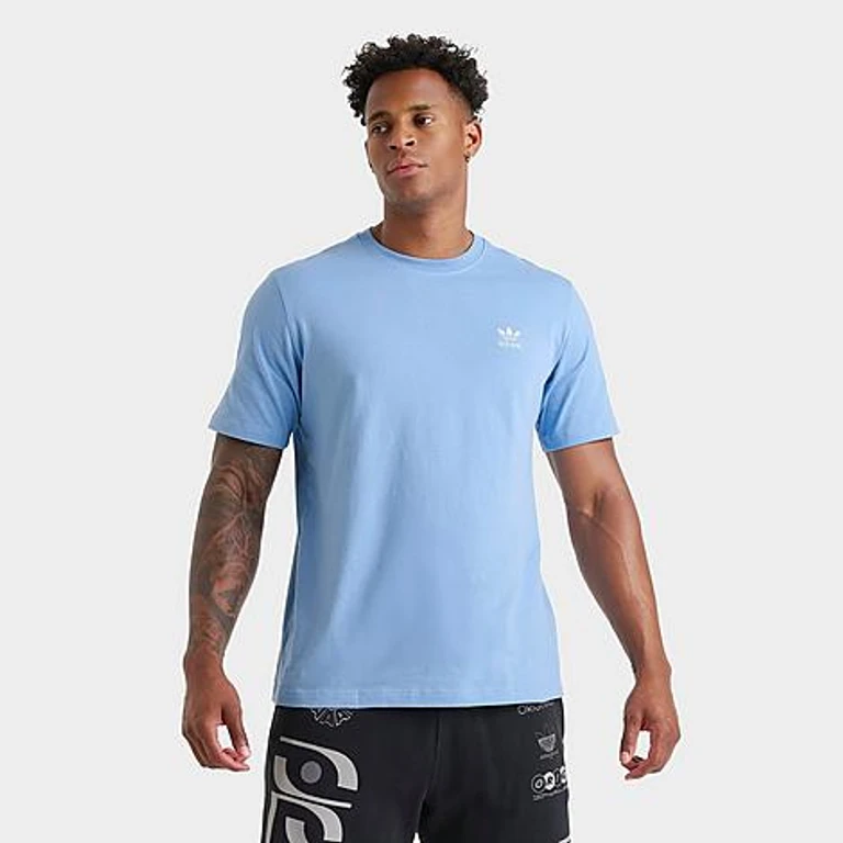 adidas Men's Originals Trefoil Essentials T-Shirt in Ash Blue Size: Small