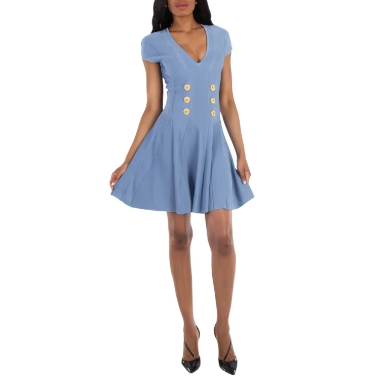 Balmain 6-Button Fine-Knit Minidress