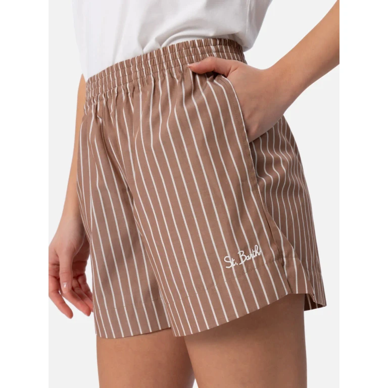 MC2 Saint Barth Meave Striped Cotton Shorts