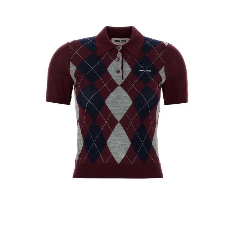 Miu Miu Burgundy Wool Polo Shirt Bordeaux Wv-trochusniloticus - Women