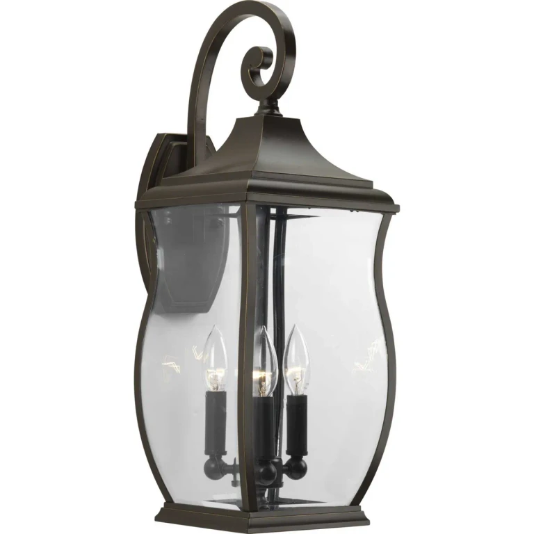 Oil Rubbed Bronze Three Light Large Wall Lantern from the Township Collection
