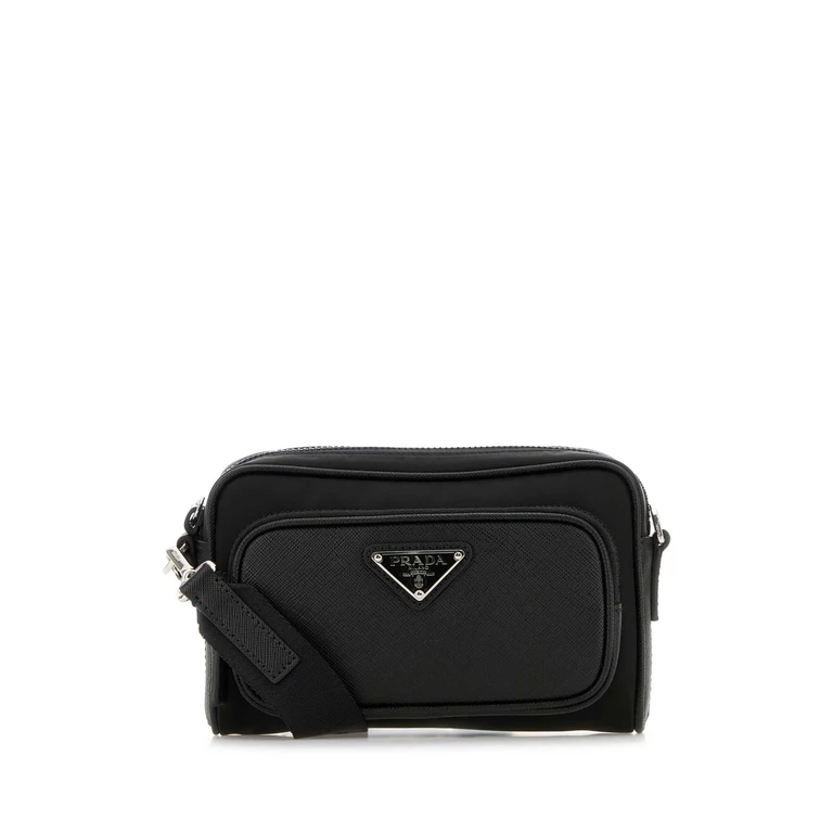 Prada Black Re-Nylon And Leather Crossbody Bag Nero Poliammidericiclata-vitello Borse A Tracolla - Men