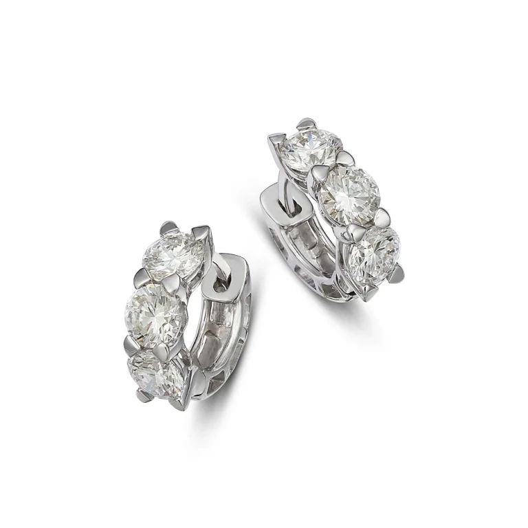Certified Lab Grown Diamond Huggie Hoop Earrings in 18K White Gold, 3.0 tcw