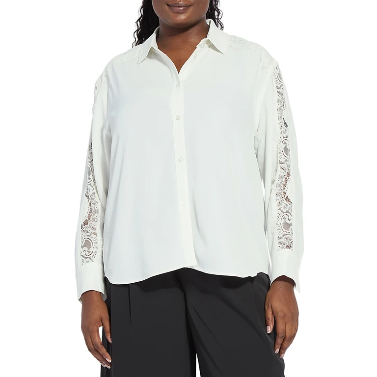 Lysse Plus Natasha Lace Trim Shirt